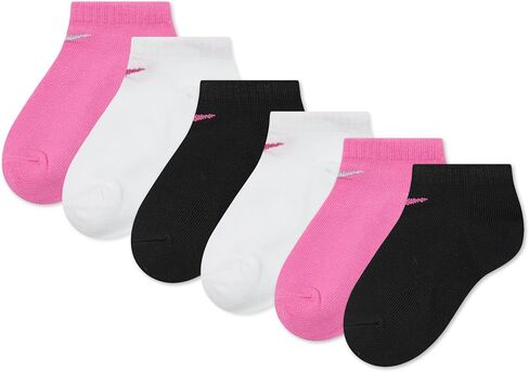 Nike Kids' Little Ankle Socks (6 Pairs), Pink Pow/White/Black, 5/7 in Saudi Arabia