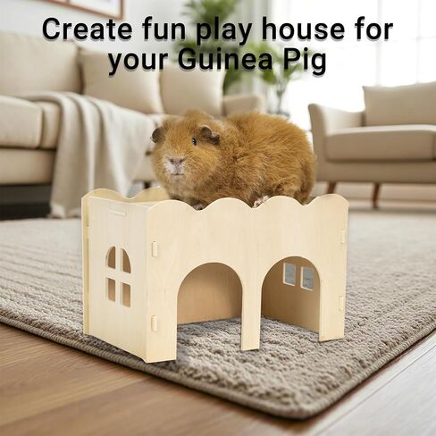Bifeaw Natural Wooden Chew-Proof Guinea Pig Hideout in Saudi Arabia