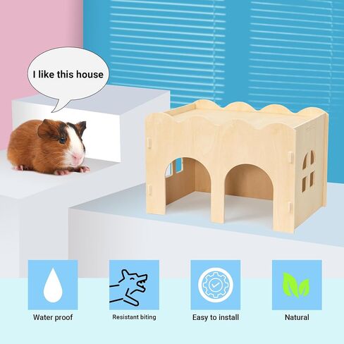 Bifeaw Natural Wooden Chew-Proof Guinea Pig Hideout in Saudi Arabia