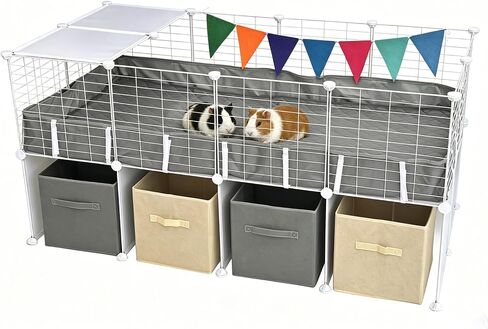 2 Story C&C Cage for Guinea Pigs with Storage,Pee Pad & Liner (56x27x27in) in Kuwait