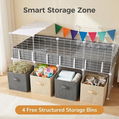 2 Story C&C Cage for Guinea Pigs with Storage,Pee Pad & Liner (56x27x27in) in Kuwait