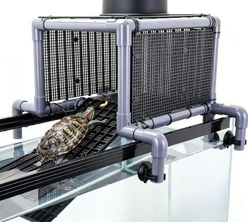 Extra Large Turtle Basking Platform, RES Basking Dock, Above Tank Dry Resting Area with Artificial Grass, Non-Slip Aquatic Turtles Ramp, Turtle Accessories for 75/90/125 Gal in Saudi Arabia