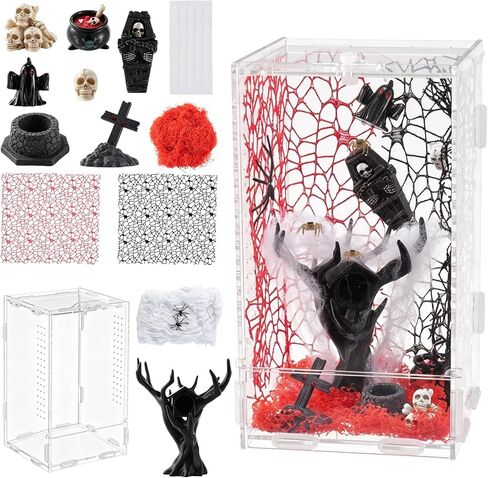 16 Pcs Jumping Spider Habitat Decor Kit with Terrarium, Reptile Accessories in Saudi Arabia