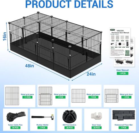 VISCOO 20 Panels Guinea Pig Cages, Small Animal Playpen with Liner in Saudi Arabia