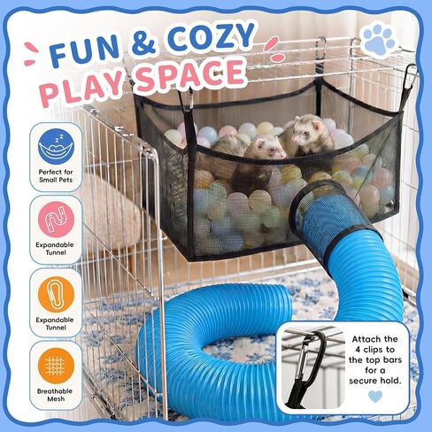 Mifoci Ferret Ball Hammock with 39in Tunnel, Black Hanging Hammock for Cage in Saudi Arabia