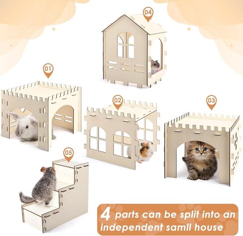 Bissap Wooden Rabbit Hideout Castle, Extra-Large Habitat Hut for Small Pet in Saudi Arabia