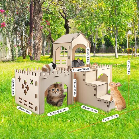 Bissap Wooden Rabbit Hideout Castle, Extra-Large Habitat Hut for Small Pet in Saudi Arabia