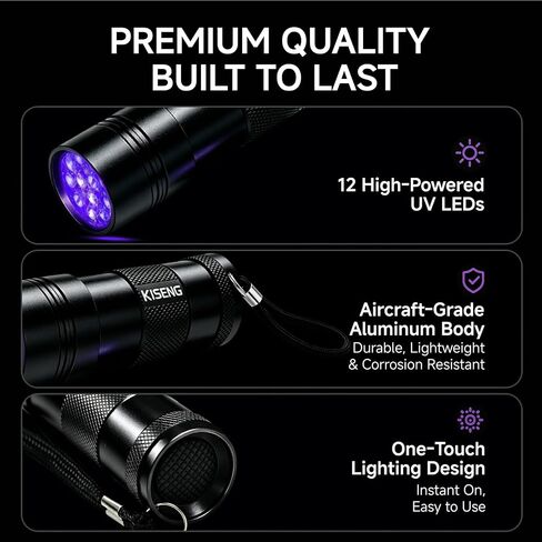 2 Pack 395nm 12 LED Handheld UV Mini Flashlight (Batteries not Included) in Saudi Arabia