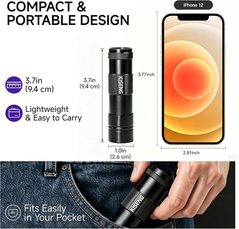 2 Pack 395nm 12 LED Handheld UV Mini Flashlight (Batteries not Included) in Saudi Arabia