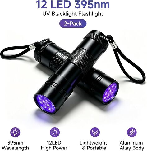 2 Pack 395nm 12 LED Handheld UV Mini Flashlight (Batteries not Included) in Saudi Arabia