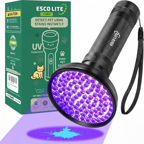 ESCO LITE Escolite UV Flashlight Black Light، 51 LED 395 نانومتر كاشف الضوء الأسود بالأشعة فوق البنفسجية لبول الكلاب وبقع الحيوانات الأليفة وحشرات السرير in Kuwait