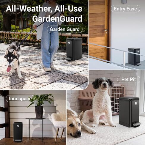 Dog Poop Trash Can with Scooper, 12L Outdoor Metal Waste Bin for Yard in Kuwait