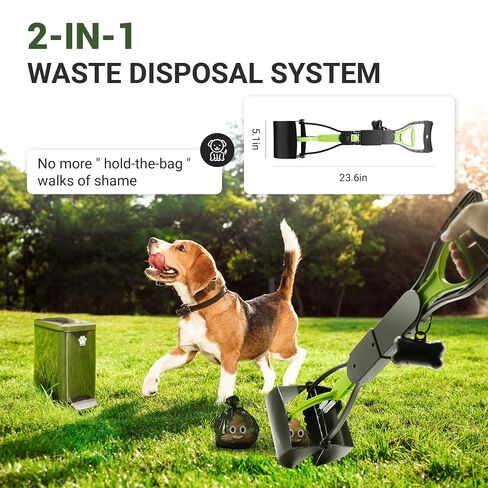 Dog Poop Trash Can with Scooper, 12L Outdoor Metal Waste Bin for Yard in Kuwait