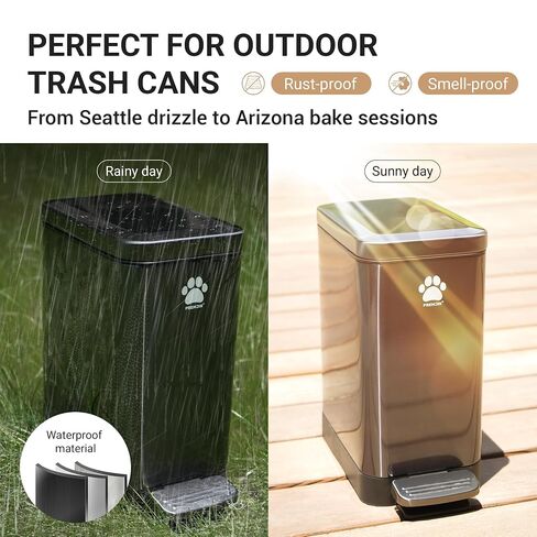 Dog Poop Trash Can with Scooper, 12L Outdoor Metal Waste Bin for Yard in Kuwait