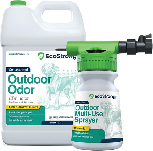 Eco Strong Outdoor Odor Eliminator | Outside Dog Urine Enzyme Cleaner – Powerful Pet, Cat, Animal Scent Deodorizer | Professional Strength for Yard, Turf, Kennels, Patios, Decks (Gallon with Sprayer) in Saudi Arabia