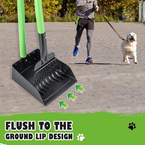 MXF Pooper Scooper, Dog Pooper Scooper Long Handle Stainless Metal Tray and Rake Set for Medium Small Dogs Heavy Duty - Use on Grass, Dirt or Gravel - Pet Supplies (Green) in Kuwait