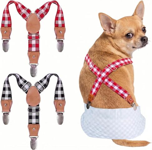 2 Pieces Dog Diaper Suspenders, for Dog Diaper Female and Belly Band for Male (Heart, Small/Medium) in Kuwait