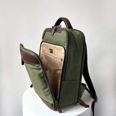 Capelle Miami Maxwell Waxed Canvas and Leather 16 Inch Laptop Backpack in Kuwait