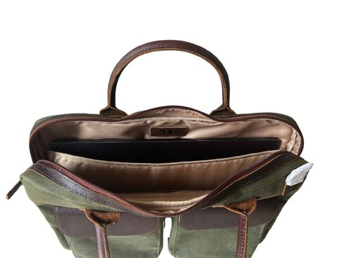 Capelle Miami Maxwell Top-Zip Waxed Canvas and Leather 16 Inch Laptop Messenger Bag in Kuwait