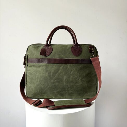 Capelle Miami Maxwell Top-Zip Waxed Canvas and Leather 16 Inch Laptop Messenger Bag in Kuwait