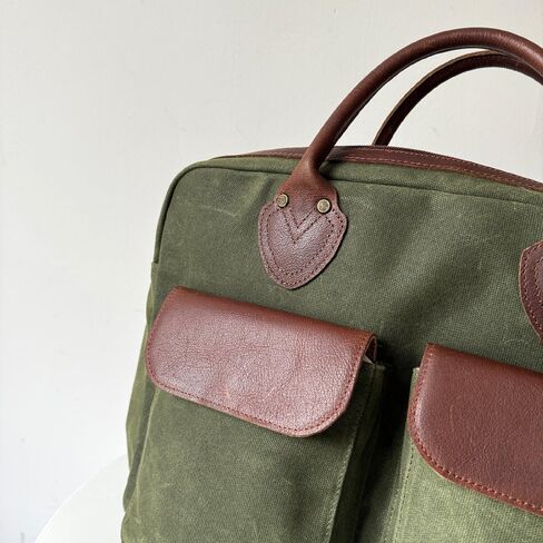 Capelle Miami Maxwell Top-Zip Waxed Canvas and Leather 16 Inch Laptop Messenger Bag in Kuwait