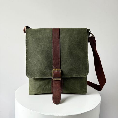 Capelle Miami Maxwell Compact Waxed Canvas and Leather Messenger Bag in Kuwait