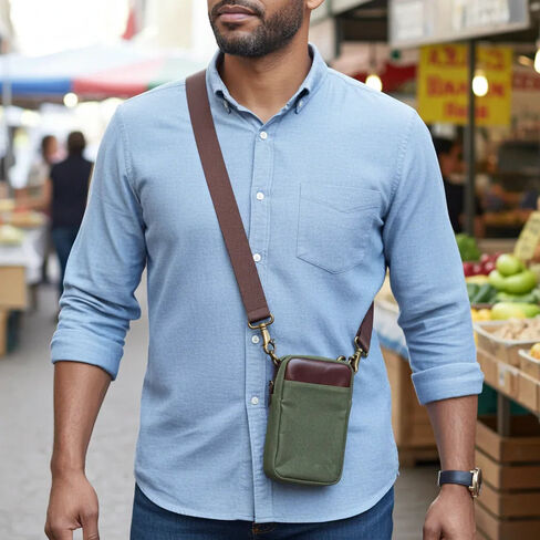 Capelle Miami Maxwell Waxed Canvas Crossbody Phone Pouch Wallet in Kuwait