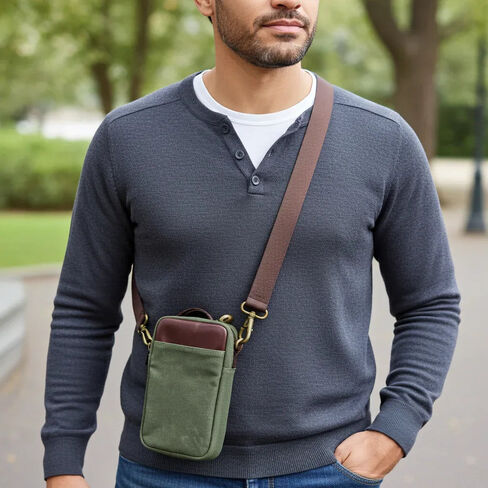 Capelle Miami Maxwell Waxed Canvas Crossbody Phone Pouch Wallet in Kuwait