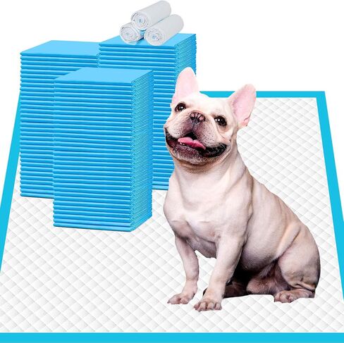 IMMCUTE Puppy Pads 22"x23" 100 Count | 6-Layer Leak-Proof & Super Absorbent Dog Training Pads | Disposable Potty Pads for Puppies, Dogs, Cats & Rabbits | Blue & White in Kuwait