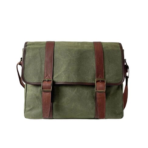 Capelle Miami Maxwell Classic Waxed Canvas and Leather 16 Inch Laptop Messenger Bag in Kuwait