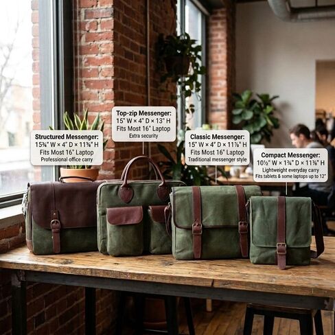 Capelle Miami Maxwell Classic Waxed Canvas and Leather 16 Inch Laptop Messenger Bag in Kuwait