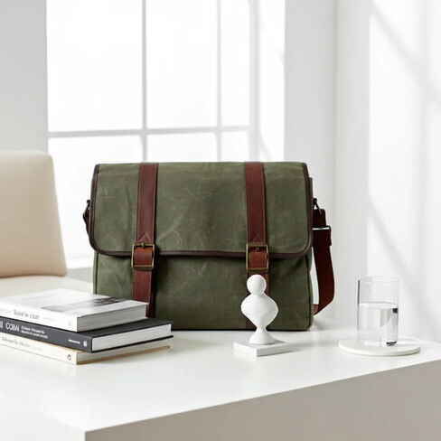 Capelle Miami Maxwell Classic Waxed Canvas and Leather 16 Inch Laptop Messenger Bag in Kuwait