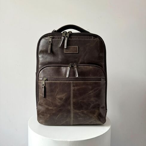 Capelle Miami Crazy Horse Leather 16 Inch Laptop Backpack, Brown in Kuwait