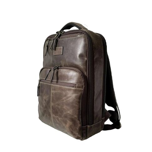 Capelle Miami Crazy Horse Leather 16 Inch Laptop Backpack, Brown in Kuwait