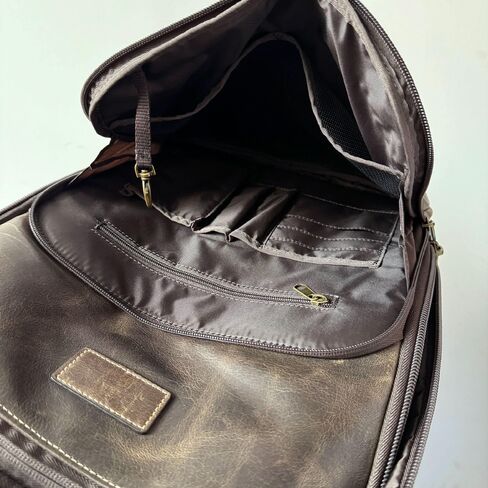 Capelle Miami Crazy Horse Leather 16 Inch Laptop Backpack, Brown in Kuwait