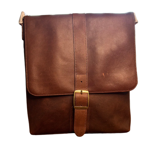 Capelle Miami Cambridge Full-Grain Leather Compact Messenger Bag, Brown in Kuwait