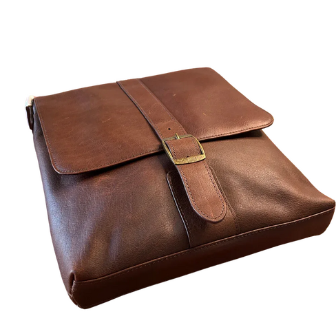 Capelle Miami Cambridge Full-Grain Leather Compact Messenger Bag, Brown in Kuwait