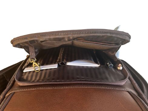 Capelle Miami Cambridge Full-Grain Leather 16 Inch Laptop Backpack, Brown in Kuwait