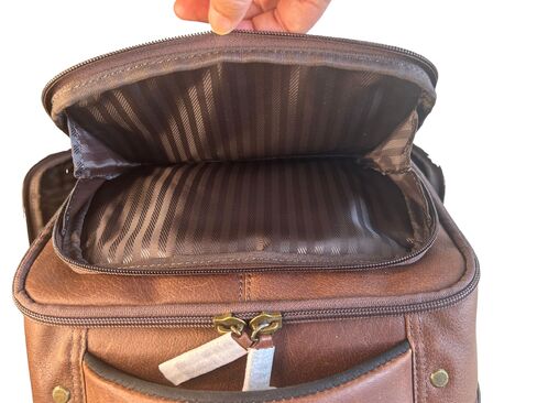 Capelle Miami Cambridge Full-Grain Leather 16 Inch Laptop Backpack, Brown in Kuwait