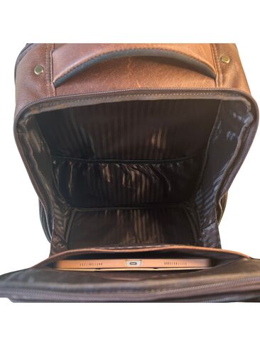 Capelle Miami Cambridge Full-Grain Leather 16 Inch Laptop Backpack, Brown in Kuwait