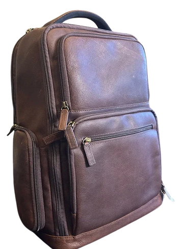 Capelle Miami Cambridge Full-Grain Leather 16 Inch Laptop Backpack, Brown in Kuwait