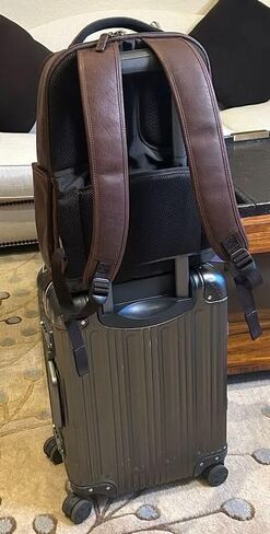 Capelle Miami Cambridge Full-Grain Leather 16 Inch Laptop Backpack, Brown in Kuwait