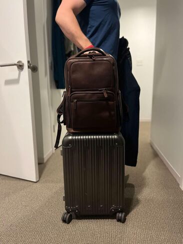 Capelle Miami Cambridge Full-Grain Leather 16 Inch Laptop Backpack, Brown in Kuwait