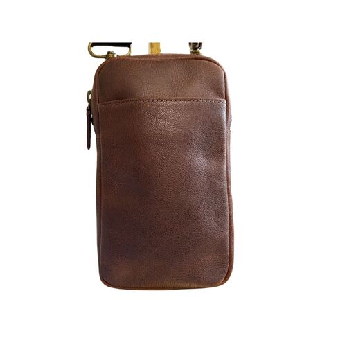 Capelle Miami Cambridge Full-Grain Leather Crossbody Phone Wallet Pouch in Kuwait