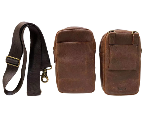 Capelle Miami Cambridge Full-Grain Leather Crossbody Phone Wallet Pouch in Kuwait