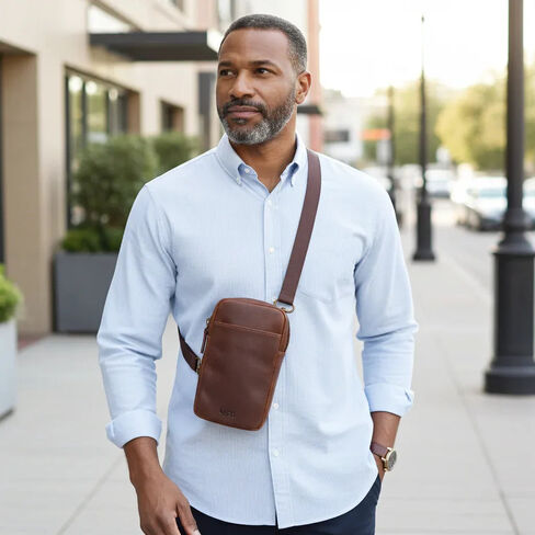 Capelle Miami Cambridge Full-Grain Leather Crossbody Phone Wallet Pouch in Kuwait