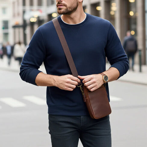 Capelle Miami Cambridge Full-Grain Leather Crossbody Phone Wallet Pouch in Kuwait