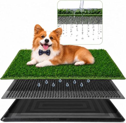 Powools Grass Pad for Dogs - 3 Layer Dog Grass Pad with Tray, 30" x 20" in Saudi Arabia
