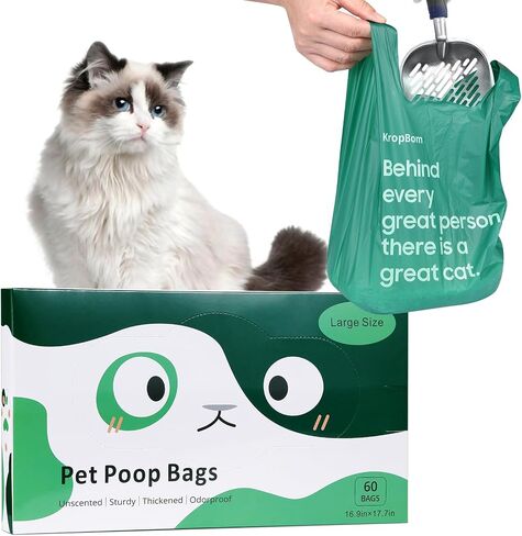 125 Count Cat Poop Bags with Handles, Disposable Litter Bags for Pet Poop, Extra-Thick Kitty Cat Waste Bags Easy Tie Leak-Proof Strengthen Unscented (Made of 70% Recycled Plastic) in Saudi Arabia