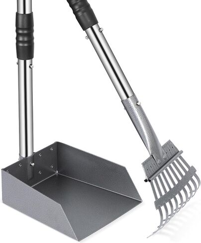 Dog Pooper Scooper, Dog Poop Tray and Rake Set with Long Stainless Handles in Saudi Arabia